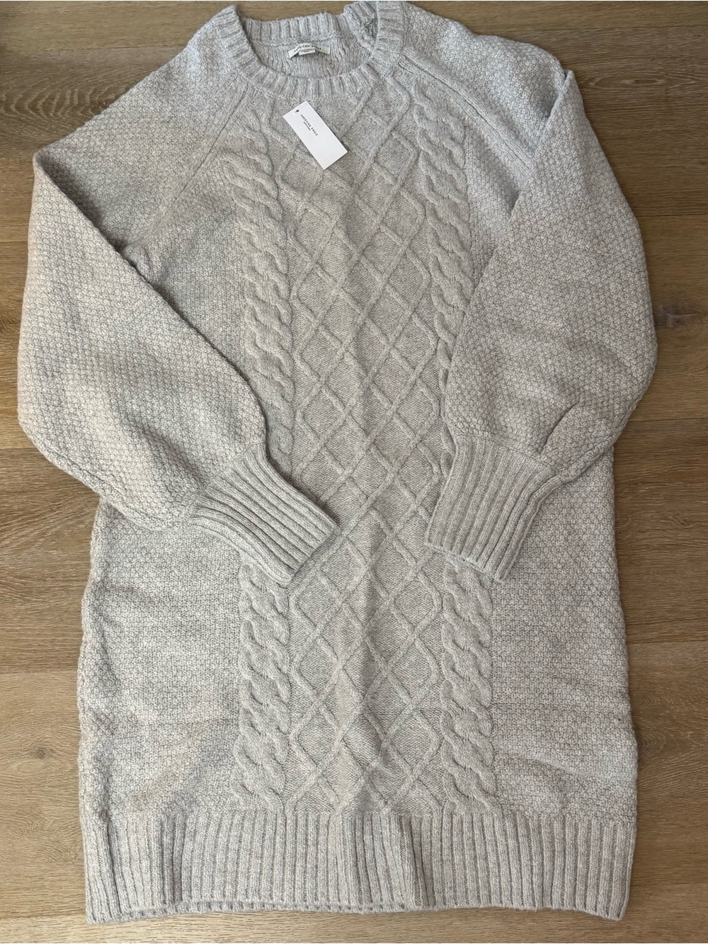 American Eagle Gray Cozy Long Cable-Knit Sweater Dress